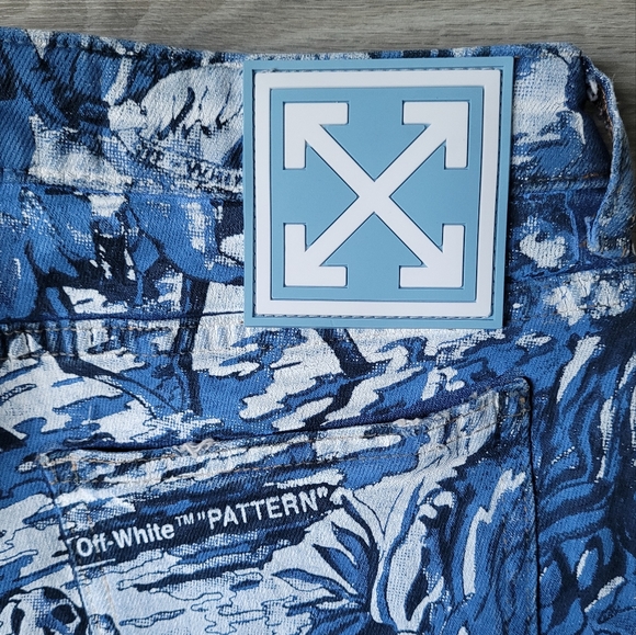 Off-White Blue Tapestry Print Skinny Jeans - Picture 6 of 10